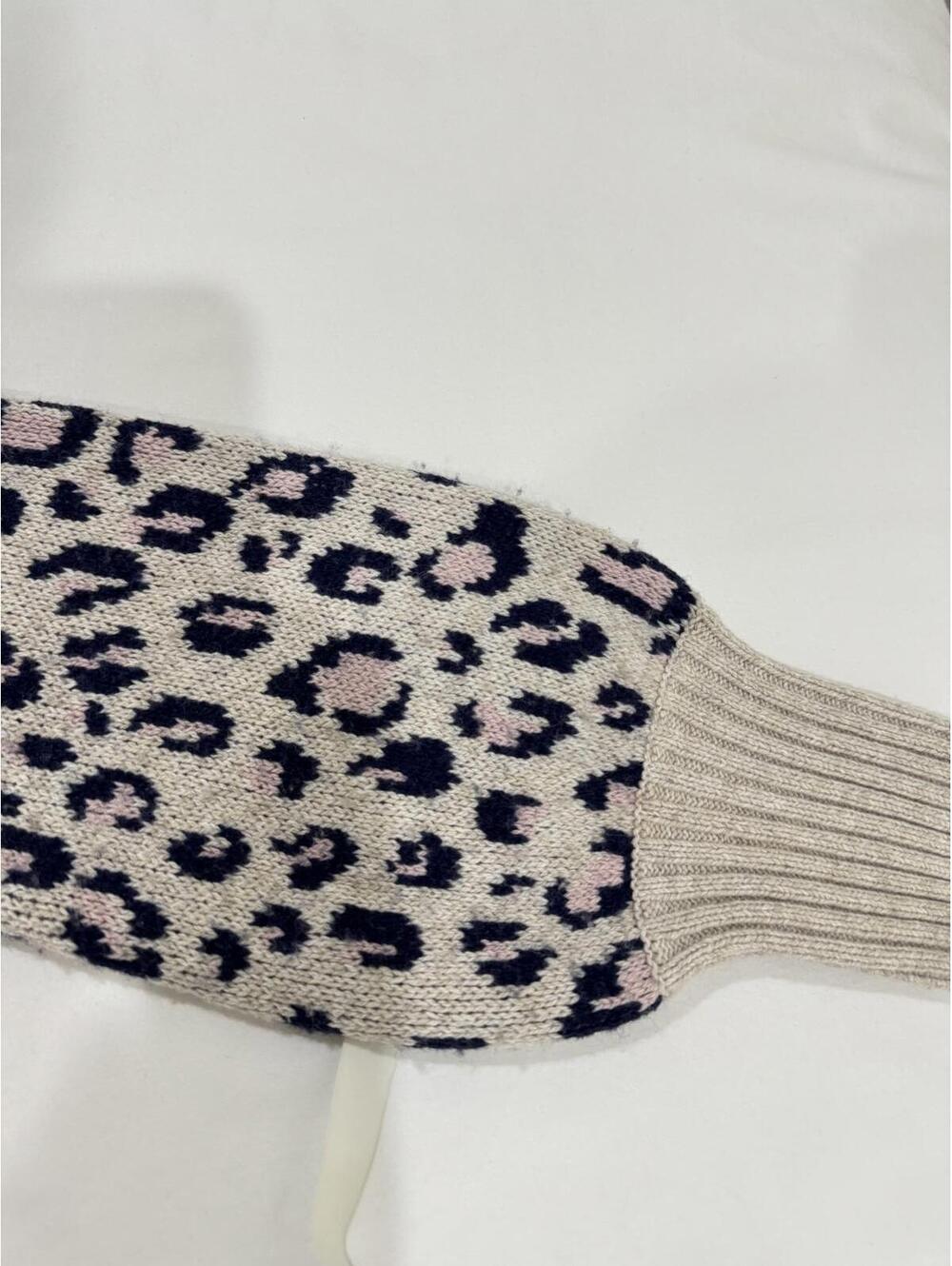 Madewell Gray Tensley Leopard Print Balloon Sleeve Pullover Sweater- Size Small - Picture 7 of 9